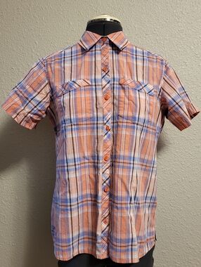 Cabela's Plaid Button-Up Short Sleeve Top Size Small